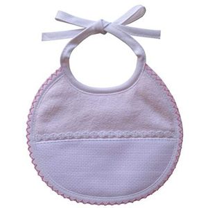 FILET - Kleine slabbetjes, rond, praktische accessoires voor baby's en gemakkelijk te bestikken, slabbetjes van zacht katoen-badstof met tas van Aida stof, 100% Made in Italy, kleur: roze