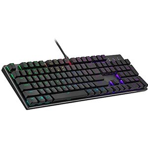 Cooler Master SK652 Amerikaans QWERTY mechanisch toetsenbord, standaardmaat, zwevende toetsen met laag profiel, rode schakelaars, RGB-achtergrondverlichting via knop, bedraad (USB Type-A), compatibel