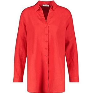 Gerry Weber Dames linnen blouse lange mouwen blouse lange mouwen effen, Helder rood