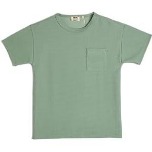 Koton Basic T-shirt met korte mouwen ronde hals Pocket Detail Ribbed T-shirt voor jongens, Groen (786)