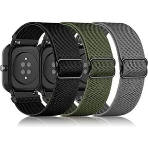 Krudary Elastische nylon horlogebandjes compatibel met Amazfit GTS/GTS 2/GTS 2 Mini/GTS 2e/GTS 3/GTS 4 Mini, zachte ademende elastische band voor Amazfit Bip/Bip U/Bip S/Bip 3 Pro
