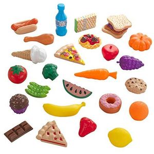 KidKraft 63509 set fruit, groenten en accessoires van kunststof, kinderdiner, imitatiespel, 30-delig