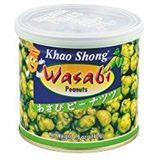 Khao Shong Pinda's met wasabi, knapperige pinda's in scherpe deeghuls, knapperige snack, middelgrote snede, 1 doos à 140 g