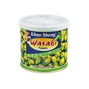 Khao Shong Pinda's met wasabi, knapperige pinda's in scherpe deeghuls, knapperige snack, middelgrote snede, 1 doos à 140 g