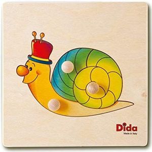 Dida - Houten puzzel voor baby's – slak – puzzels voor kinderen met houten knopen