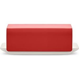 Alessi Mattina BG04 R Botervloot, porselein, met deksel van roestvrij staal 18/10, gekleurd met epoxyhars, rood