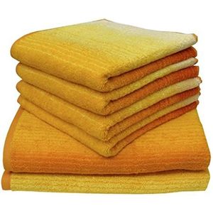 Dyckhoff 0768596800 6-delige handdoekenset Colori-kwaliteitsproduct 480 g/m², 2 badhanddoeken 70 x 140 cm en 4 handdoeken 50 x 100 cm, 100% biologisch katoen, geel