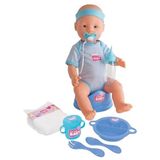 New Born Baby - Babypop - 43 cm - slapende ogen - blauw - drink en plasfunctie - babypop