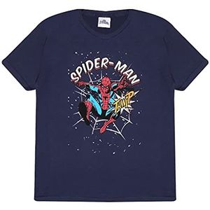 Marvel Comics Spiderman Thwip T-shirt voor meisjes, 4-13 jaar, marineblauw, officieel product, marineblauw, 8-9 jaar, Navy Blauw