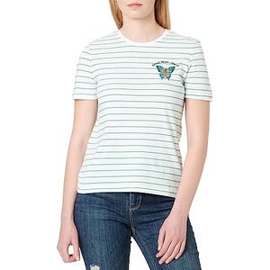 Only Onlkita Reg S/S Butterfly Top Box JRS T-shirt (4 stuks) voor dames, wit/strepen: klassiek groen + goede print, M, Wit/strepen: groen klassiek + goede opdruk