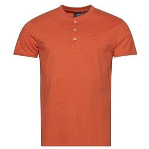 Superdry Vintage Emb S/S Henley Zakelijk overhemd voor heren, Fire Orange Marl
