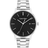 Calvin Klein 25200053 Herenhorloge, analoog, kwarts, met zilverkleurige roestvrijstalen armband, zwart., armband