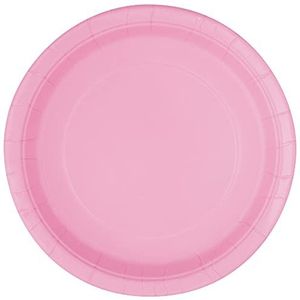 Unique Party - Milieuvriendelijke papieren borden - 23 cm - kleur pastelroze - verpakking van 16 stuks, 30879EU, lichtroze