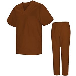 MISEMIYA - Uniforms Unisex medisch uniform met bovendeel en broek - BT-817-8312, bruin, XL, Bruin