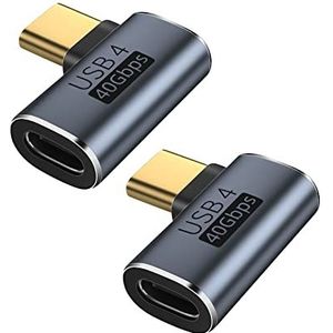 2 stuks USB C-stekker naar vrouwelijk Seminer USB C 90° hoek adapter type C adapter gegevensoverdrachtconnector compatibel met Samsung, MacBook en andere USB-C-apparaten