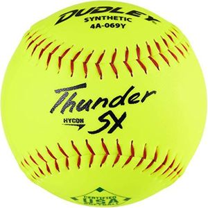 DUDLEY ASA Thunder Hycon Slowpitch 4A069YA set van 12 zachte synthetische ballen, geel, maat 12