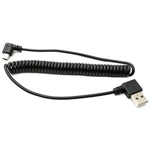 System-S USB 2.0 kabel 100 cm type A stekker naar Mini B stekker spiraal zwart
