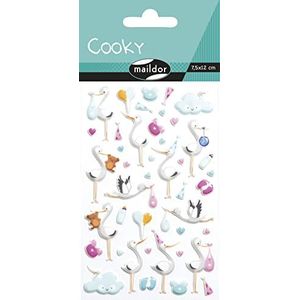 Maildor CY108C – een zakje met 3D-stickers Cooky, 1 bord, 7,5 x 12 cm, geboorte (41 stickers)