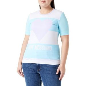 Love Moschino Dames T-shirt met korte mouwen, turquoise, wit, paars