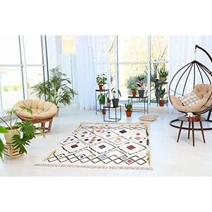 eCarpet Soul Collection 100% gerecycled katoen duurzame rug livingroom keuken hal cosy scandi handgemaakte diamond shaped 9028-150 cm x 230 cm