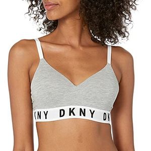 DKNY Cozy Boyfriend Wirefree Pushup Bra Damesbeha, grijs gemêleerd/wit/zwart.