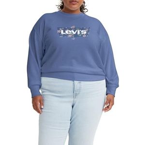 Levi's Grote maat, grafische standaard crew, grafisch sweatshirt voor dames, Floral Batwing Coastal Fjord