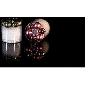 Riffelmacher 68177 - kunstsneeuw decoratieset 400 ml en 6 ballen in de decoratieve doos, kroon, winterbloemstukken, Kerstmis, adventboomdecoratie