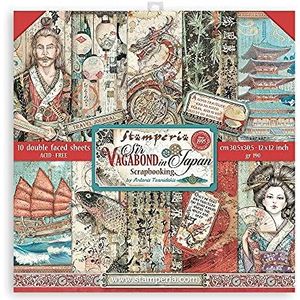 Stamperia International Stamperia - Scrapbooking - Dubbelzijdig plakboek - Sir Vagabond in Japan - Gemengde kleuren - 15,2 x 15,2 cm