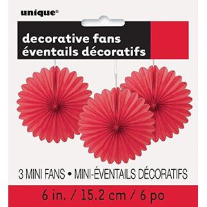 Unique Party 63255 Mini-rozetten van zijdepapier, rood, 3 stuks