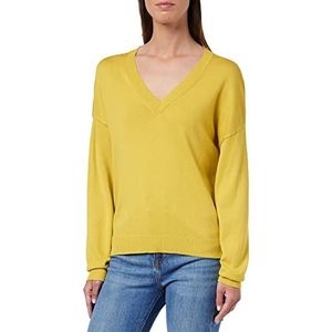 United Colors of Benetton Shirt V-hals M/L 103cd400y dames sweater (1 stuk), Mosterdgeel 38M