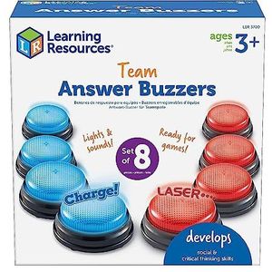 Learning Resources Learning Resources Team Response Buzzers, 4 rode buzzers en 4 blauwe zoemers, 2 verschillende geluiden, voor games in de klas en thuis, vanaf 3 jaar