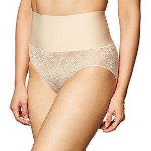 Flexees Dames DM0051 buikweg-slip, meerkleurig, maat M, Transparant/Nude Lace