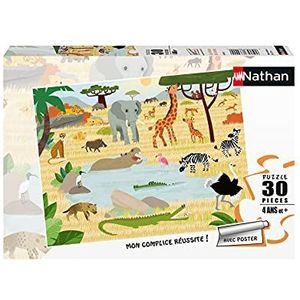 Nathan - Kinderpuzzel - 30 stukjes - De dieren van de savanne - Meisje of jongen vanaf 4 jaar - Hoogwaardige puzzel - dik en duurzaam karton - Dieren - 86383