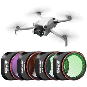 Neewer Set van 4 ND- en effectfilters compatibel met DJI Mini 4 Pro, GND0.9 GND1.2 Soft Edge Gradient Neutral Density/Blue/Gold Streak, HD optisch glas/aluminium frame