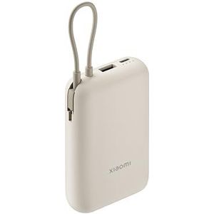 Xiaomi Power Bank 10.000 mAh met geïntegreerde kabel, snel opladen, draagbare externe batterij, kleur Tan GL