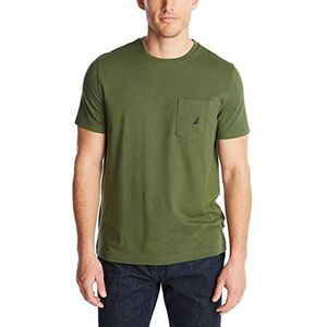 Nautica T-shirt met korte mouwen voor heren met ronde hals en zak, grenenhout, groen