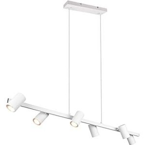 TRIO, Hanglamp, Marley 6xGU10, max.35,0 W Lichaam: Metaal, mat wit L: 115,0 cm, L: 18,0 cm, H:150,0 cm IP20, Zonder verlichting, In hoogte verstelbaar