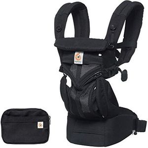 Ergobaby Omni 360 Cool Air Mesh - ergonomische tas met verstelbare posities, gevoerde heupriem en opvouwbare babycapuchon - onyx