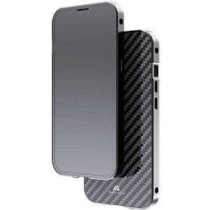 Black Rock - 360 graden glazen beschermhoes compatibel met Apple iPhone 14 Plus I Carbon Back Cover (transparant met zwart frame)