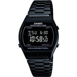Casio Uniseks retro digitaal horloge B640WB met roestvrij stalen horlogeband, zwart.