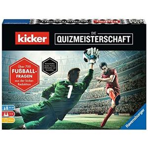 Ravensburger 26288 - Kicker - De Quizmeisterschaft, spel voor voetballers, quizspel in kicker-design vanaf 10 jaar voor kinderen en volwassenen, voetbalbal tot thuis voor 2-6 spelers