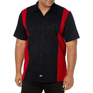 Dickies Heren vrijetijdshemd korte mouwen bicolor, zwart (black/english Red)
