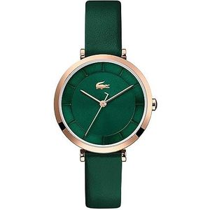 Lacoste Analoog Quartz dameshorloge met groene leren band - 2001138, Groen, riem