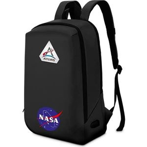 ATLANTIS BackPack The Moon Project NASA Artemis Notebook rugzak 15,6 inch USB-poort voor Bank Vano Ultracapient 25L opbergtas Trolley, zwart (NS-KLB200504-B), zwart.