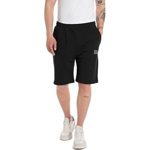 Replay Pantalon de jogging court en coton pour homme, Noir (098), L