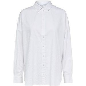 SELECTED FEMME Slflina-sanni LS Noos-T-shirt voor dames, glanzend wit, 40, wit glanzend, 38, Briljant wit