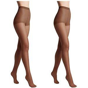 Conte elegant 2 stuks dames halfmatte panty met markering Panty Uni SOLO 20, Mokka