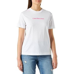Calvin Klein Jeans Shrunken Institutional T-shirt voor dames, Helder Wit