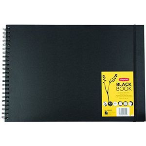 Derwent Black Book - Schetsboek A3, landschap, 40 pagina's zwart papier, zuurvrij, harde rug, spiraalbinding, professionele kwaliteit, 2300381