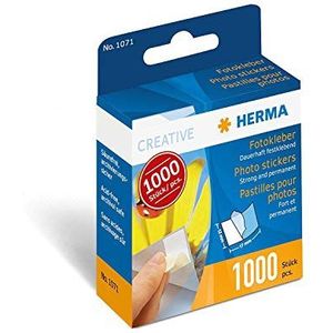 Herma 1071 Fotostickers, 12 x 17 mm, Zelfklevend, Dubbelzijdig, Fotolijm In Dispenser, Permanent Hechtend, 1.000 Stuks, Wit